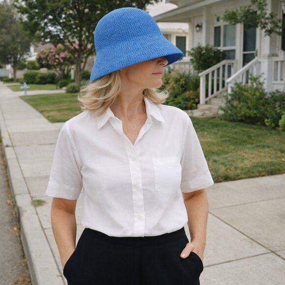 Vintage Blue Cloche Hat 100% Polypropylene | Made in Taiwan | Coastal Grandma main image 6